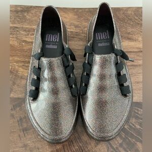 Mel by Melissa Kids Glitter shoes - Silver and Black Laces